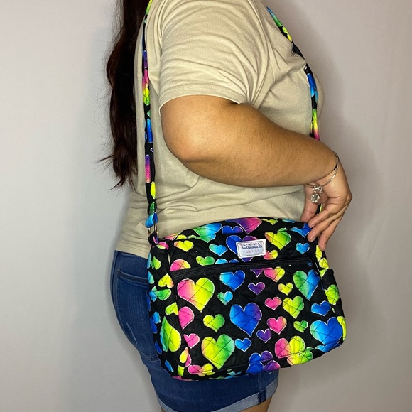 Rainbow Heart Print Shoulder Purse-100% Durable Cotton - Picture 8 of 8
